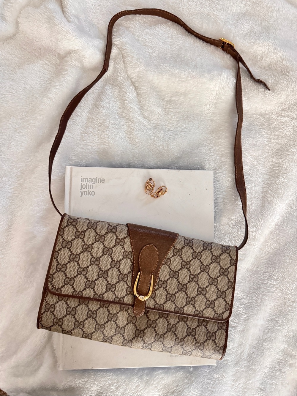 Authentic Gucci Brown GG Canvas Shoulder Bag - Brown